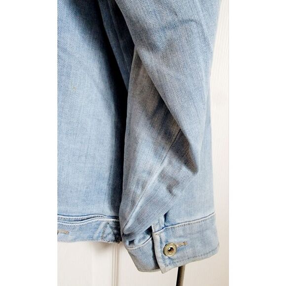 Tommy Hilfiger 2X Hoodie Women Full Zip Denim Jacket Patches Acid Wash - Picture 9 of 13